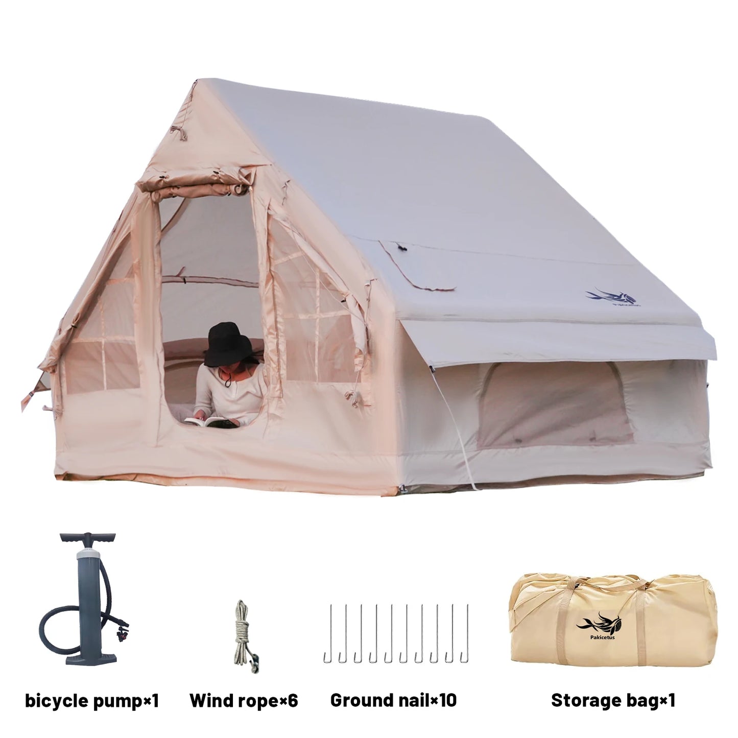 Pakicetus Inflatable Tents For Family Camping With Stove Plug