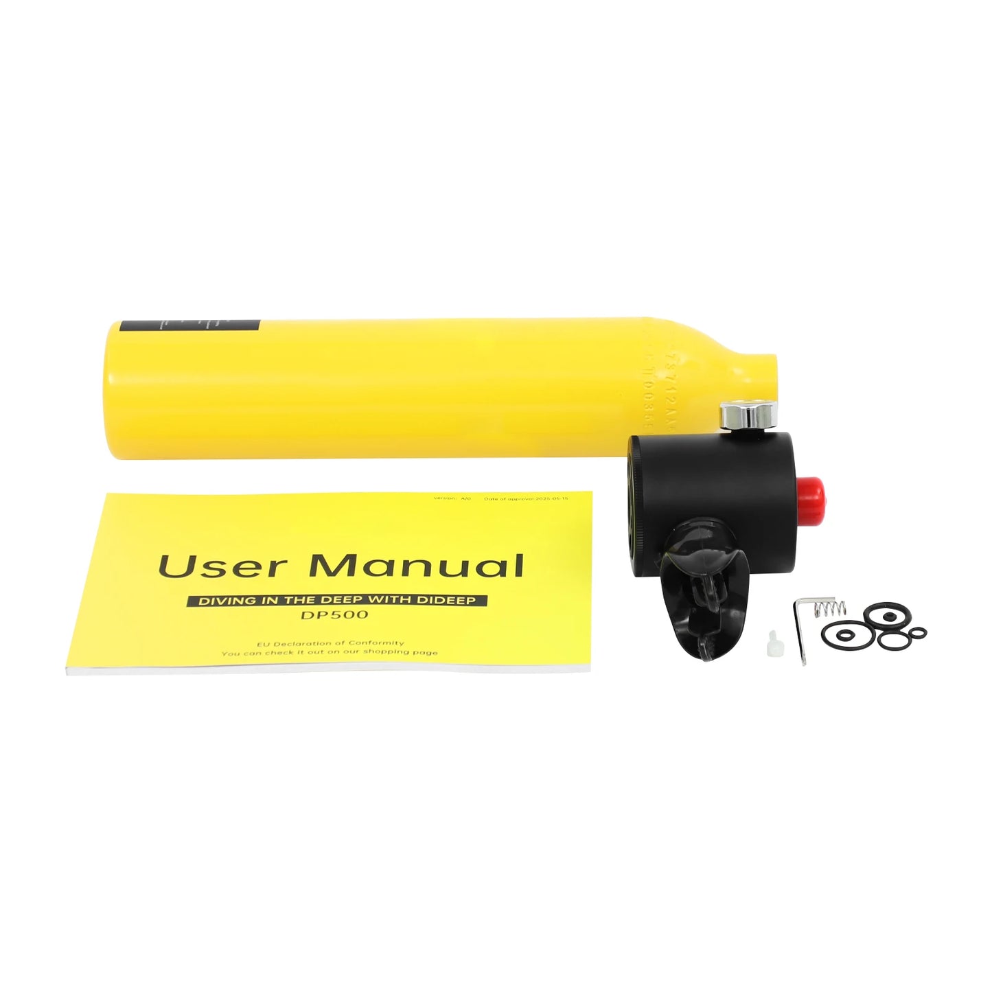 0.5L Mini Scuba Tank Diving Air Tank, Portable Underwater Breathing Apparatus for Shallow Snorkeling, Water Rescue,  with Manual Pump, Emergency Backup, Anti-Drop Strap