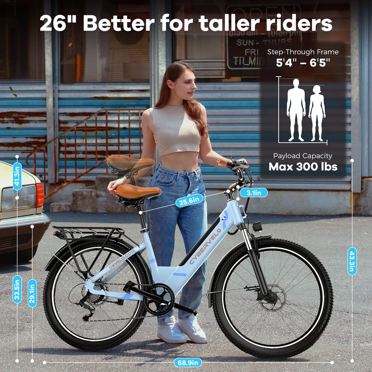 CYBERVELO Urban Commute Electric Bike EK2 48V 1000W Peak Motor