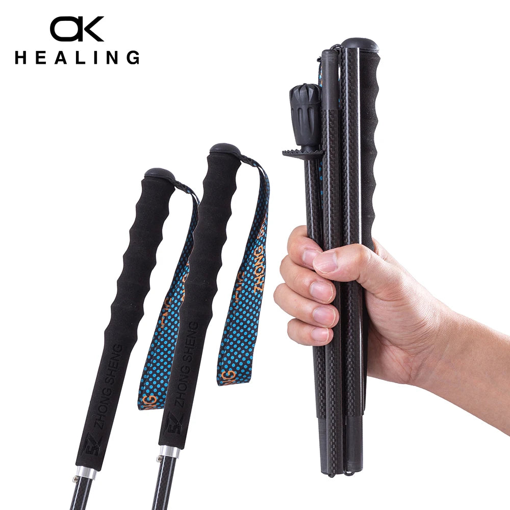 Okhealing T800 Carbon Fiber Collapsible Trekking Poles For Hiking
