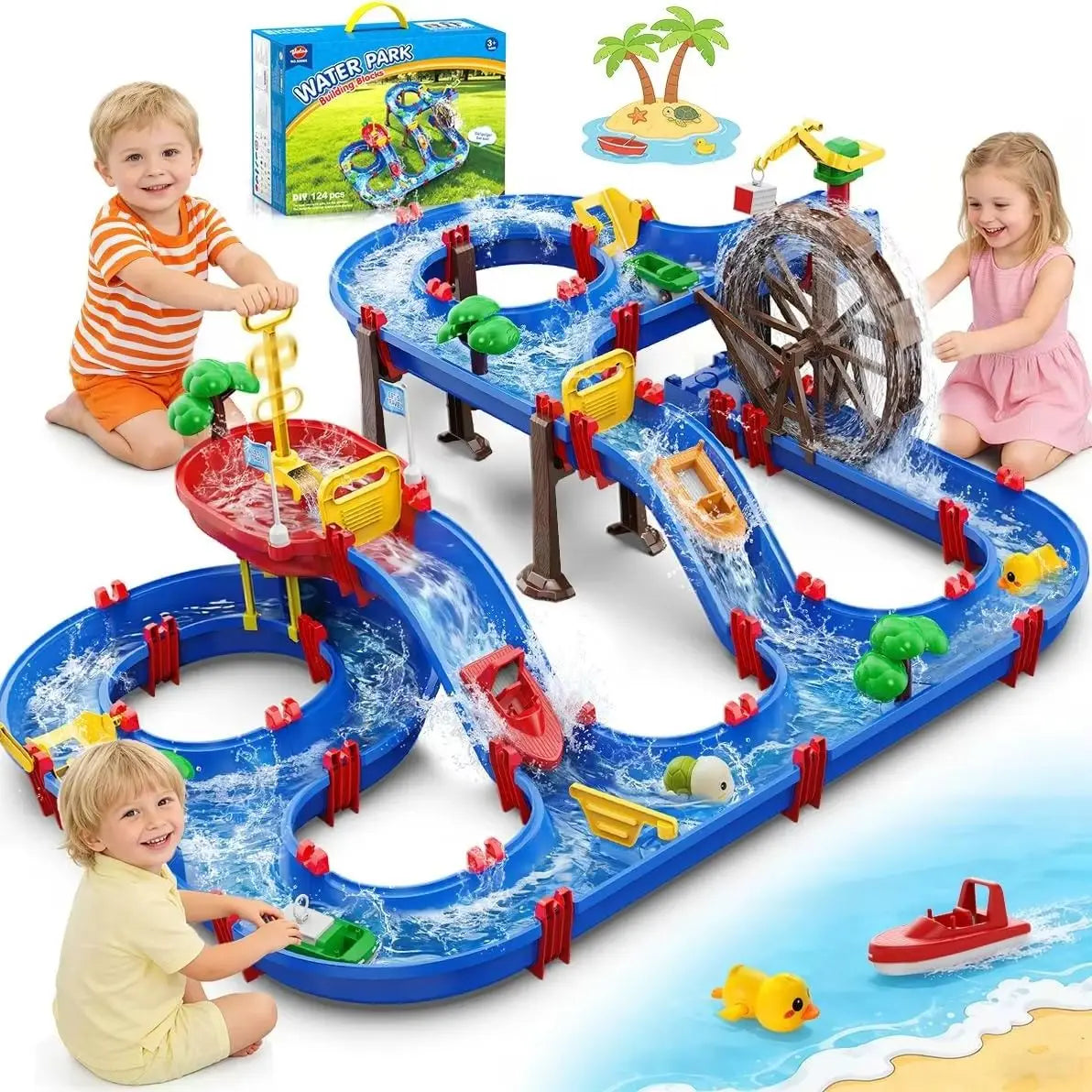 VATOS Retro Manual Outdoor Water Wheel Channel Set Toy