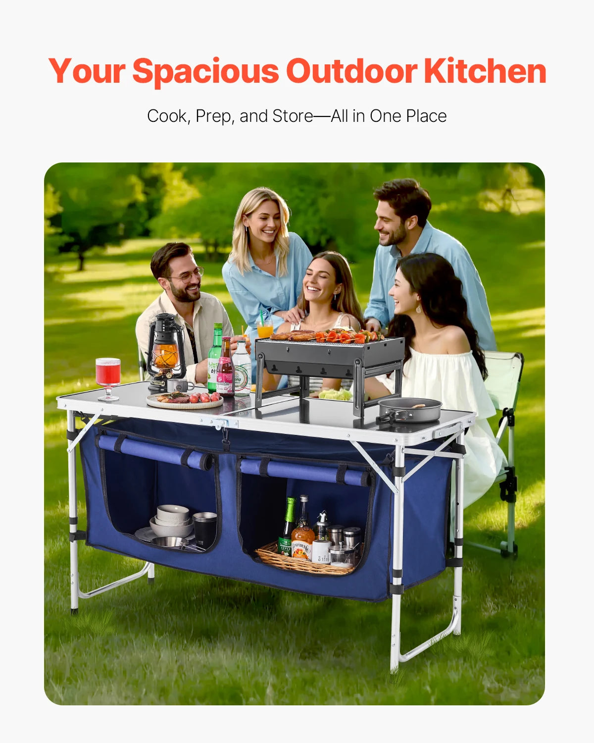 SucceBuy Camping Kitchen Table Folding Outdoor Cook Station