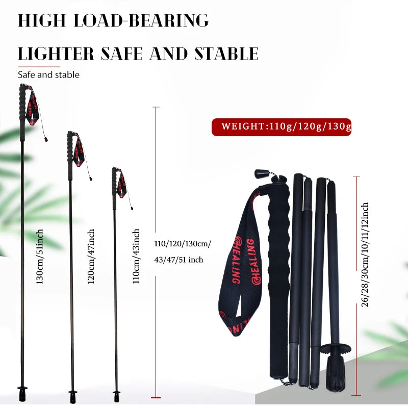Okhealing Carbon Fiber Foldable Trekking Poles For Hiking And Trail