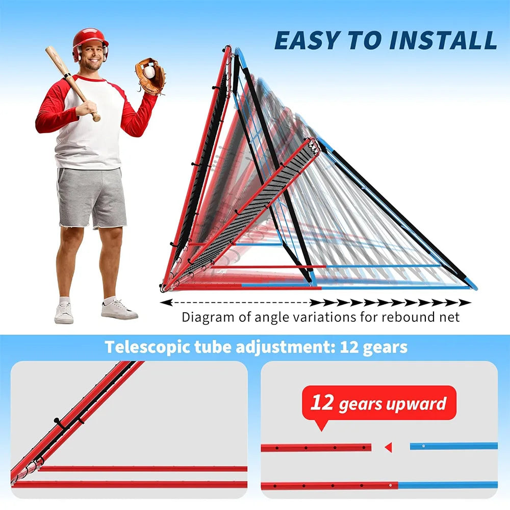 HiMISS Baseball Softball Rebounder Net 9 Hole Strike Zone
