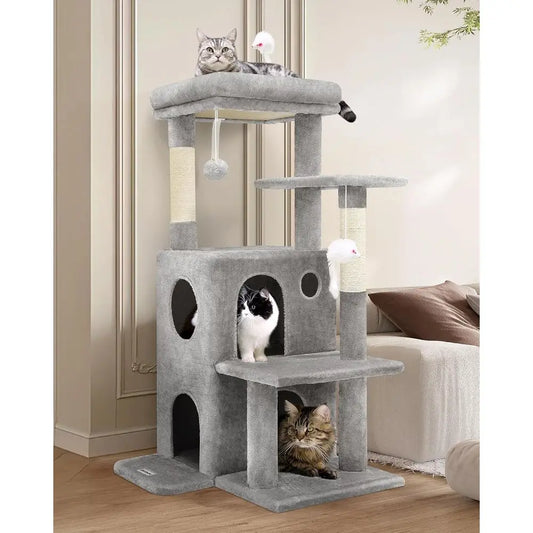 Cat Tree Tower With Scratching Posts And Two Caves