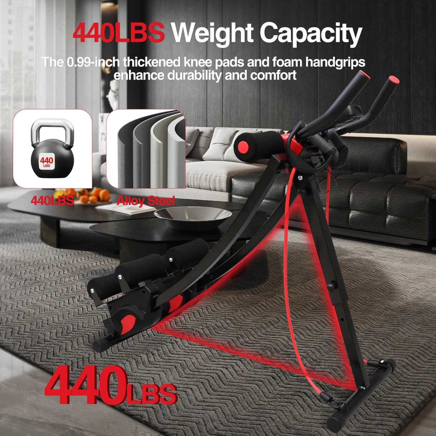 Fitness AB Machine Abdominal Trainer Dual Track Core Workout Equipment