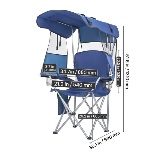 SucceBuy Canopy Camping Chair With Cup Holders And Magazine Pocket