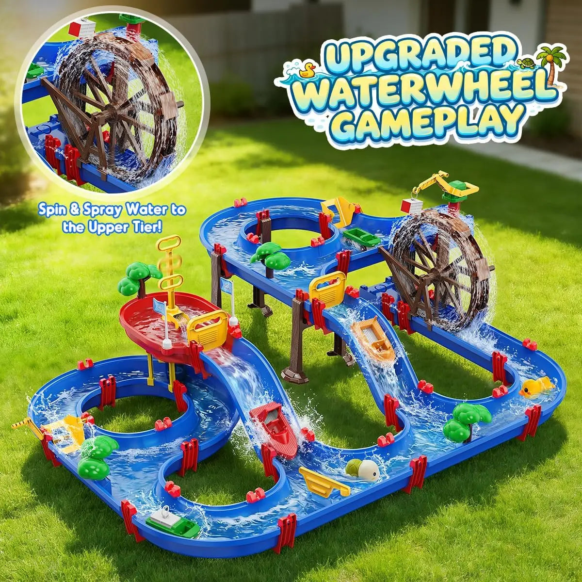 VATOS Retro Manual Outdoor Water Wheel Channel Set Toy