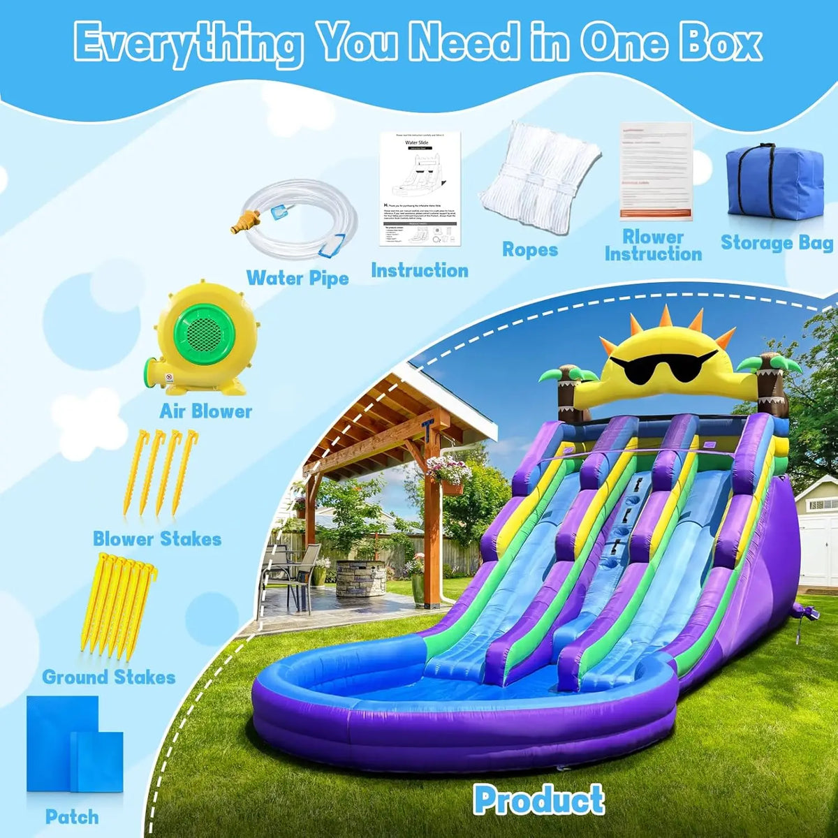 Inflatable Water Slide With Splash Pool For Backyard Parties