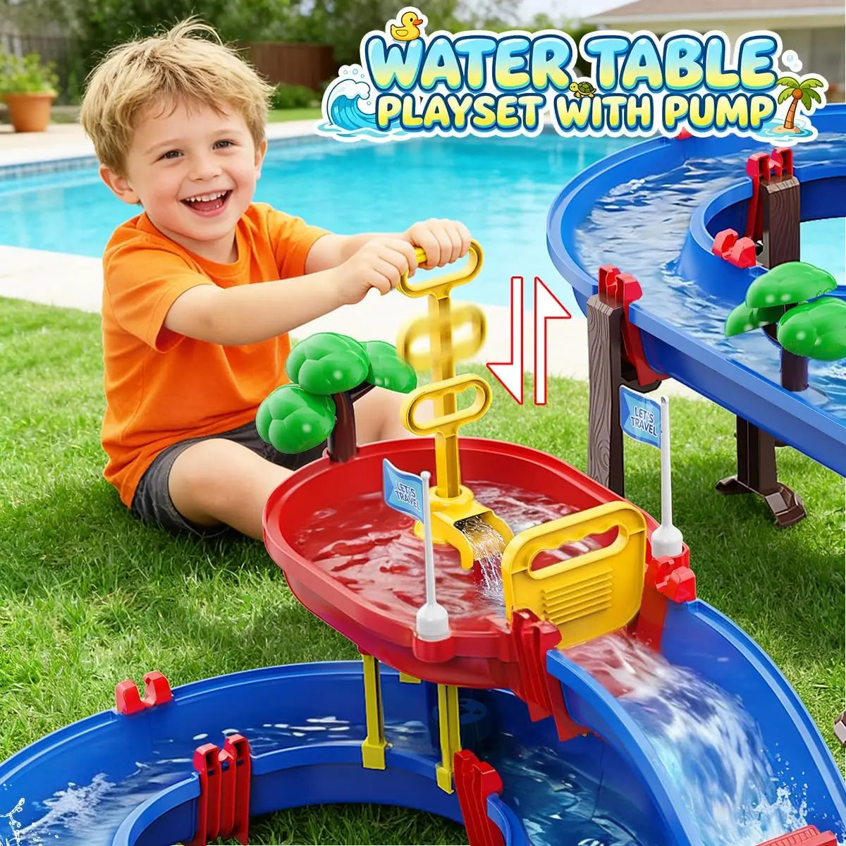 VATOS Retro Manual Outdoor Water Wheel Channel Set Toy
