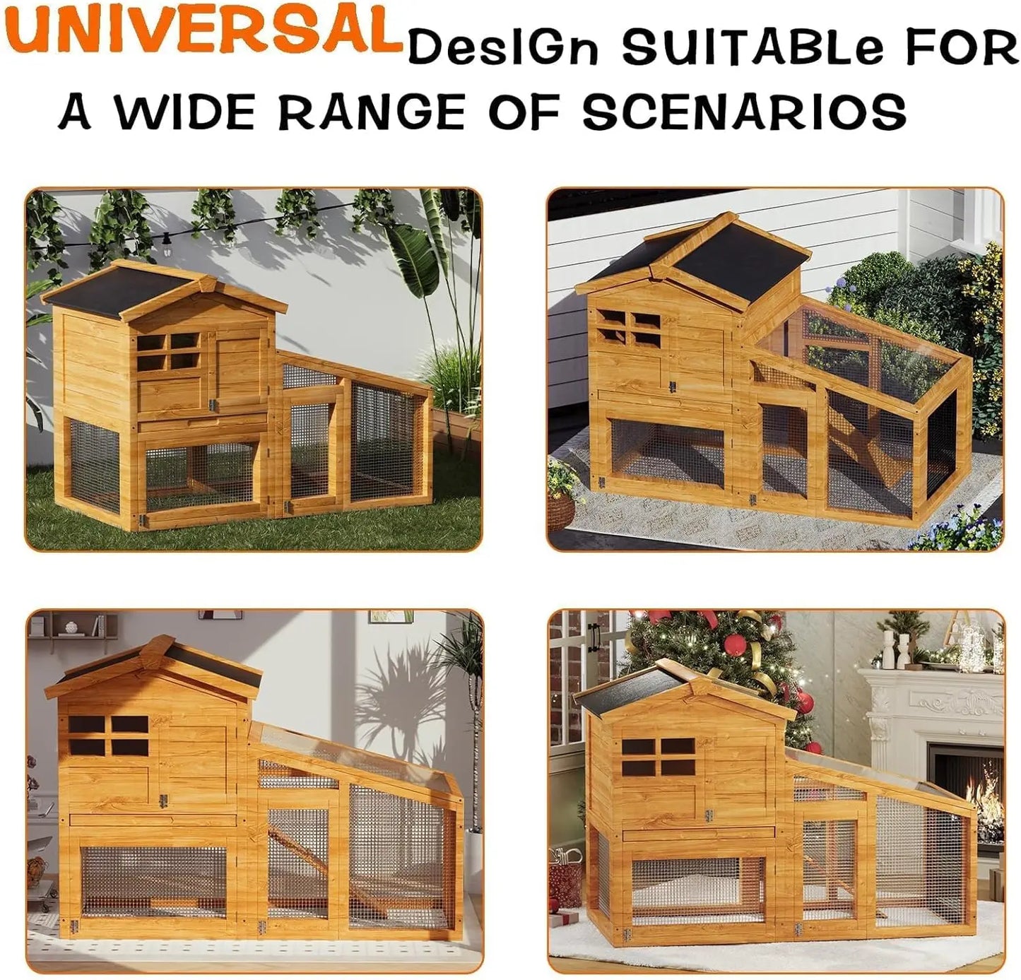 HiMISS Chicken Coop With Run And Rabbit Cage Weatherproof