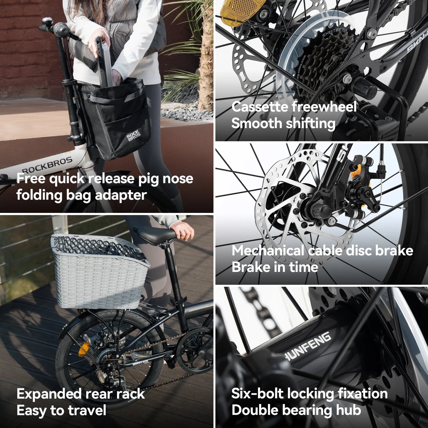 ROCKBROS Folding Bike 7Speed Disc Brake Carbon Steel Frame