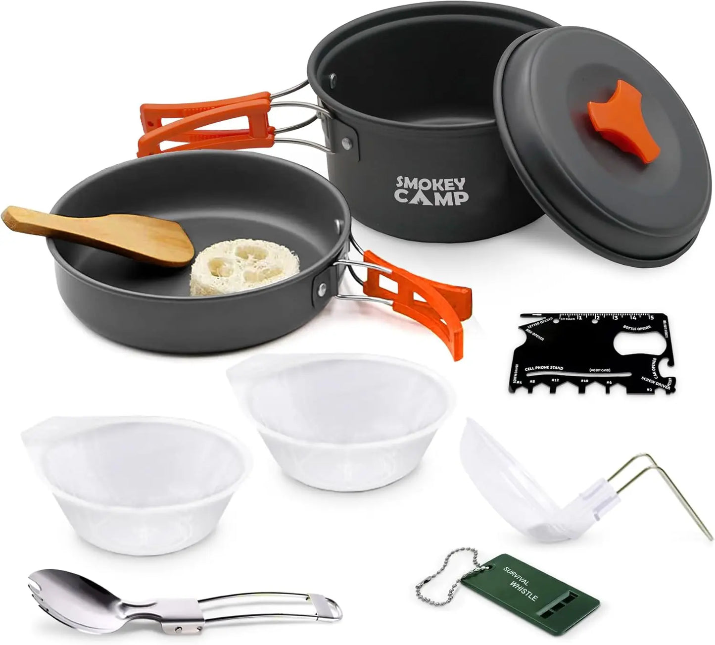 Camping Cookware Mess Kit Set With Stove Portable Nonstick