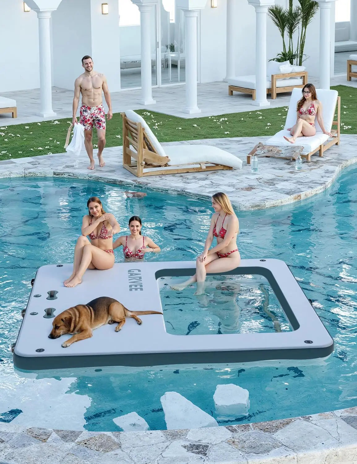 HiMISS Inflatable Floating Dock With Mesh Swim Area