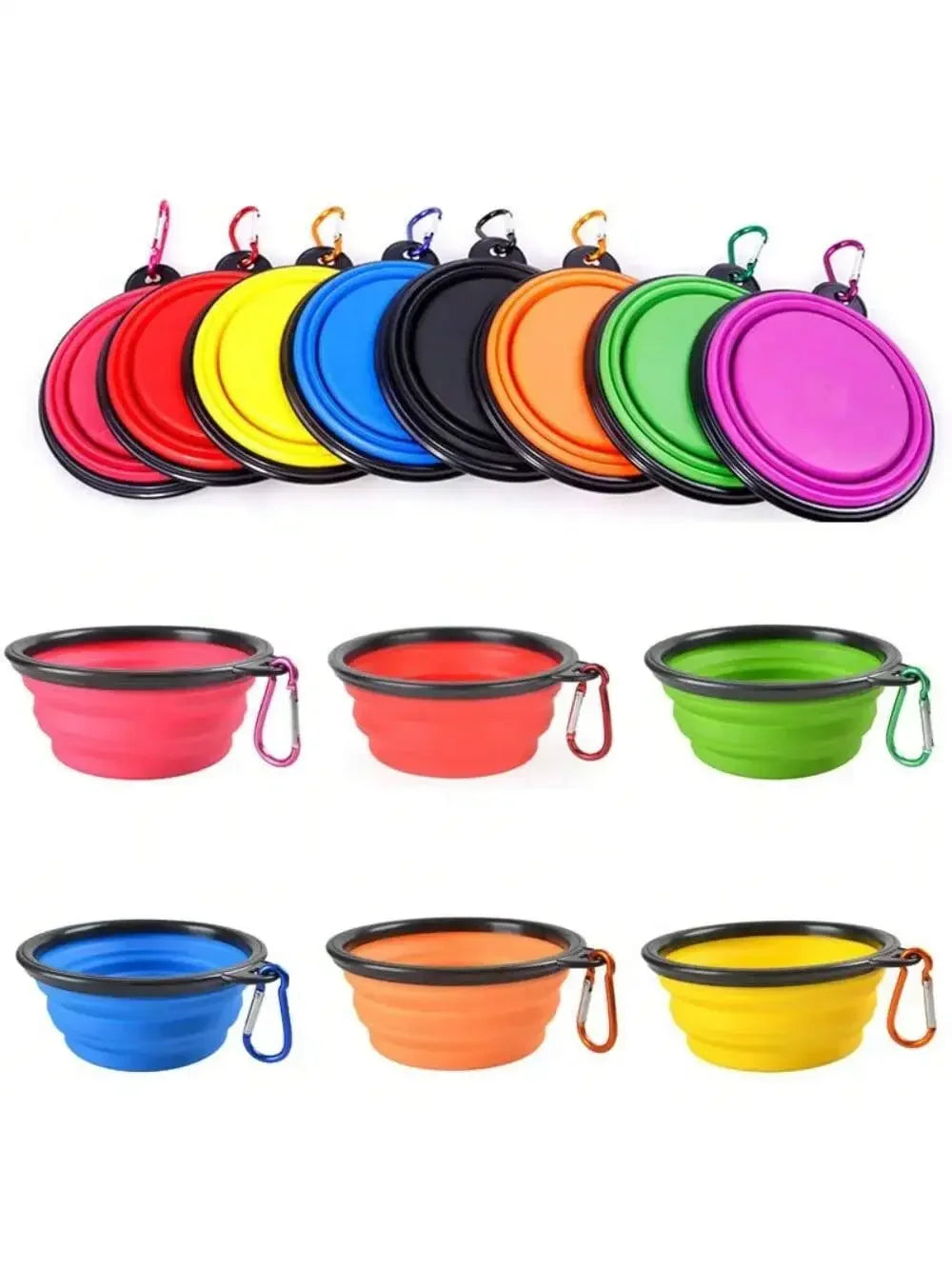Portable Folding Pet Dog Bowl With Carabiner For Travel