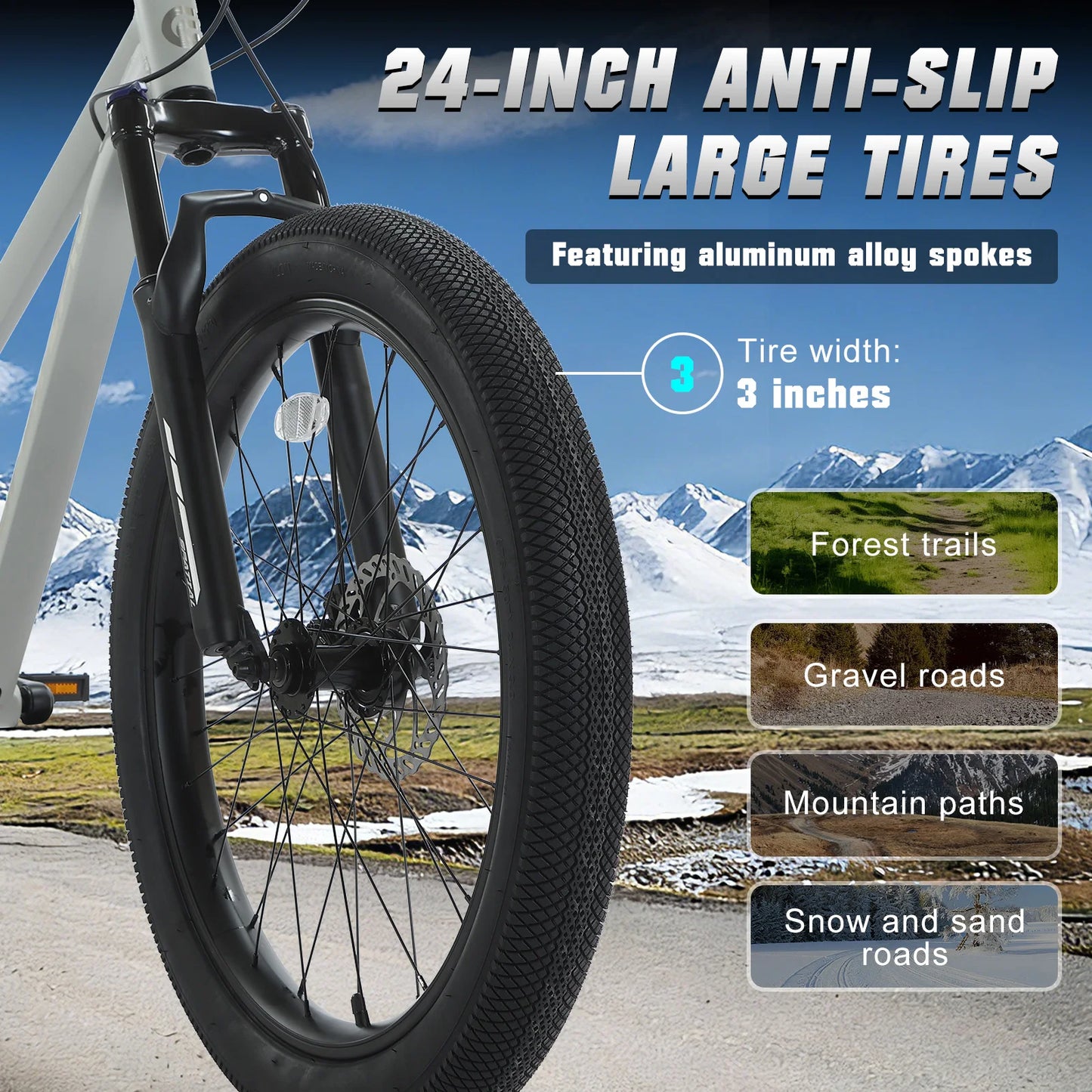Spatial Fat Tire Mountain Bike With 8 Speed Drivetrain