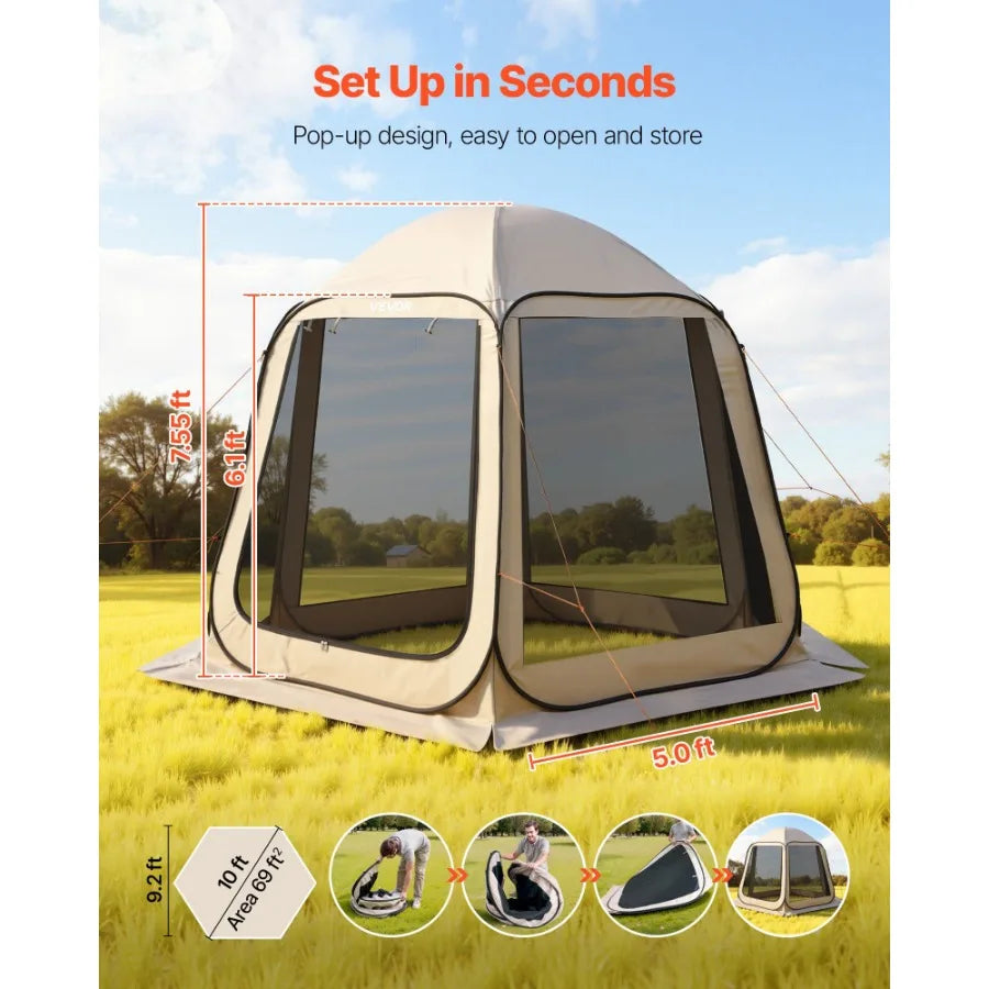 Screen House Tent Pop Up Canopy With Netting Sides