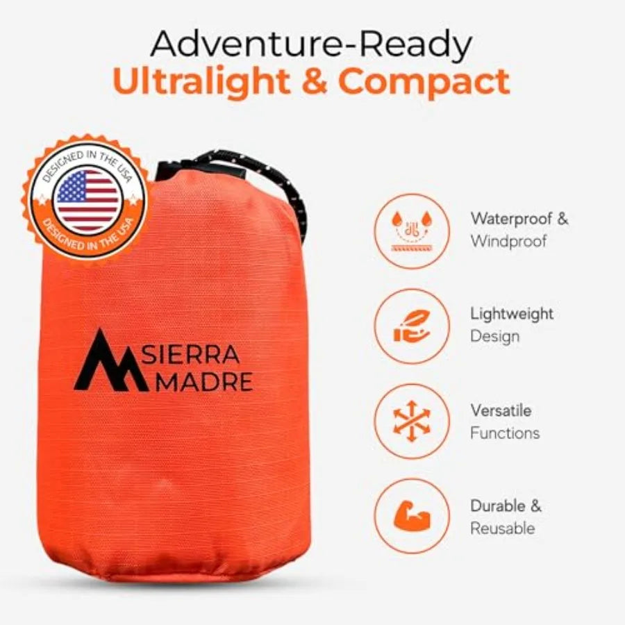 Emergency Sleeping Bag Ultralight, Waterproof Mylar Thermal Bivy Sack Tent for Hiking, Bug-Out Bags, Survival Kits