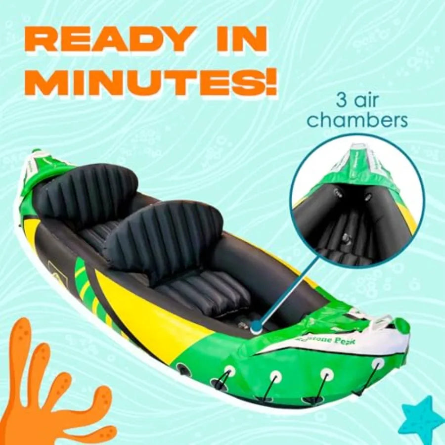 Inflatable Kayak With Detachable Sun Canopy And Reinforced Paddles