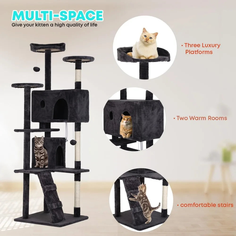 NBVCX Cat Tree Tower With Scratching Posts Condos Perches Toys