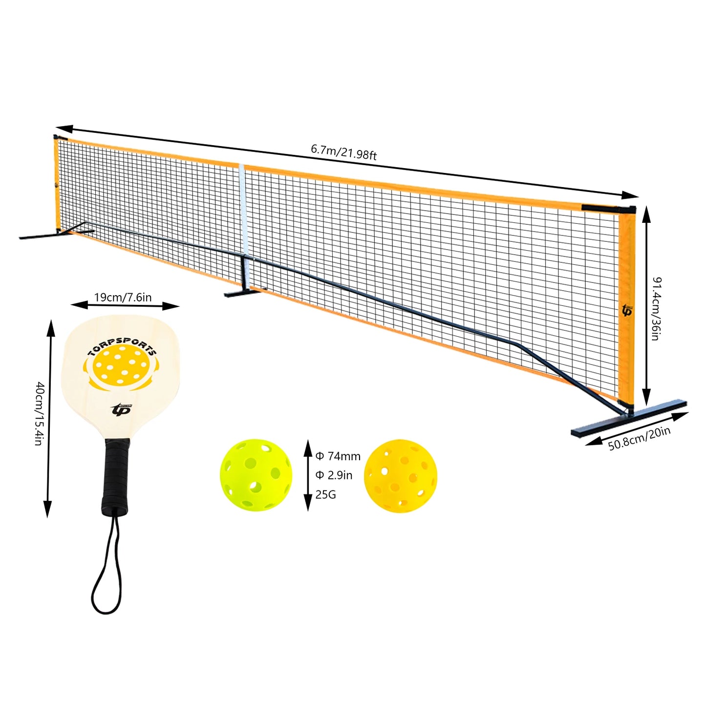 Outdoor Pickleball Net Set With 4 Paddles Balls Carry Bag