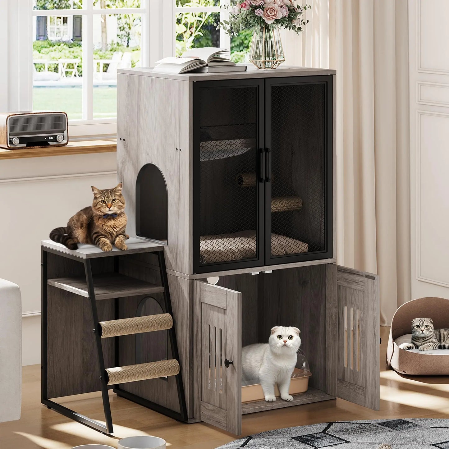 HiMISS CN Multifunctional Cat Litter Box Furniture Enclosed With Doors