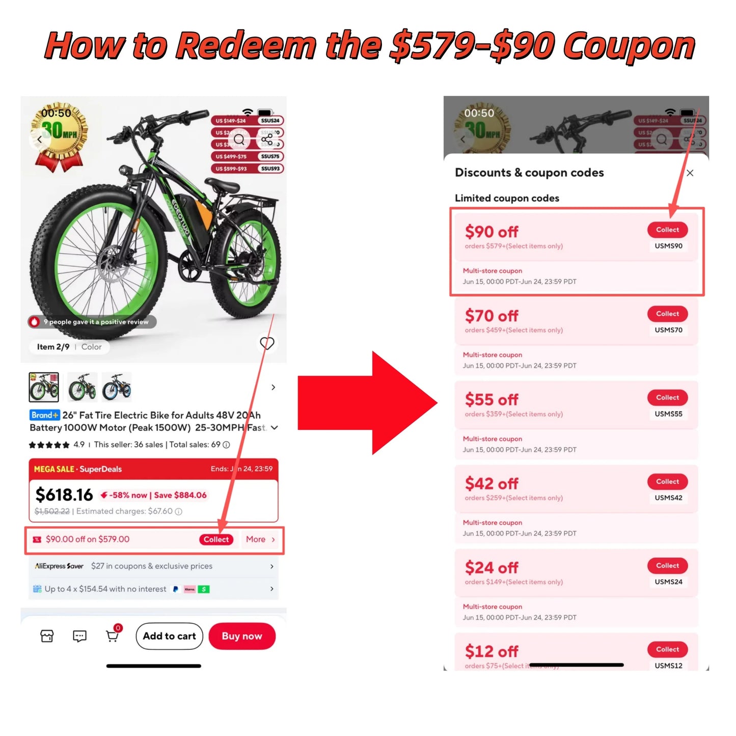 EOEOTWO Fat Tire Electric Bike 48V 20Ah Battery 1000W Motor Up To 30 MPH