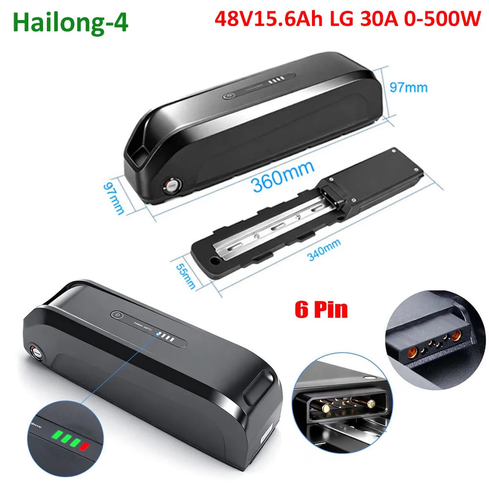 Hailong EBike Battery 36V 48V 52V 20Ah 24Ah Mountain Bicycle 18650 21700 Electric Bateria Pack for Bafang 1000W 750W 500W 250W