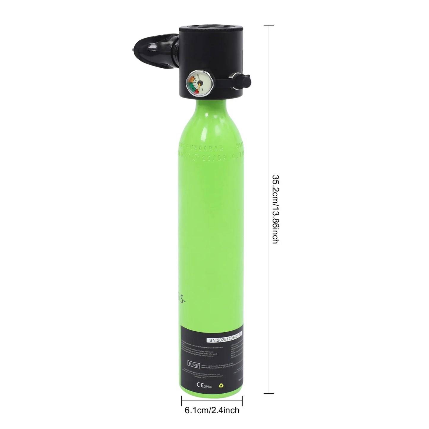 0.5L Mini Scuba Tank Diving Air Tank, Portable Underwater Breathing Apparatus for Shallow Snorkeling, Water Rescue,  with Manual Pump, Emergency Backup, Anti-Drop Strap