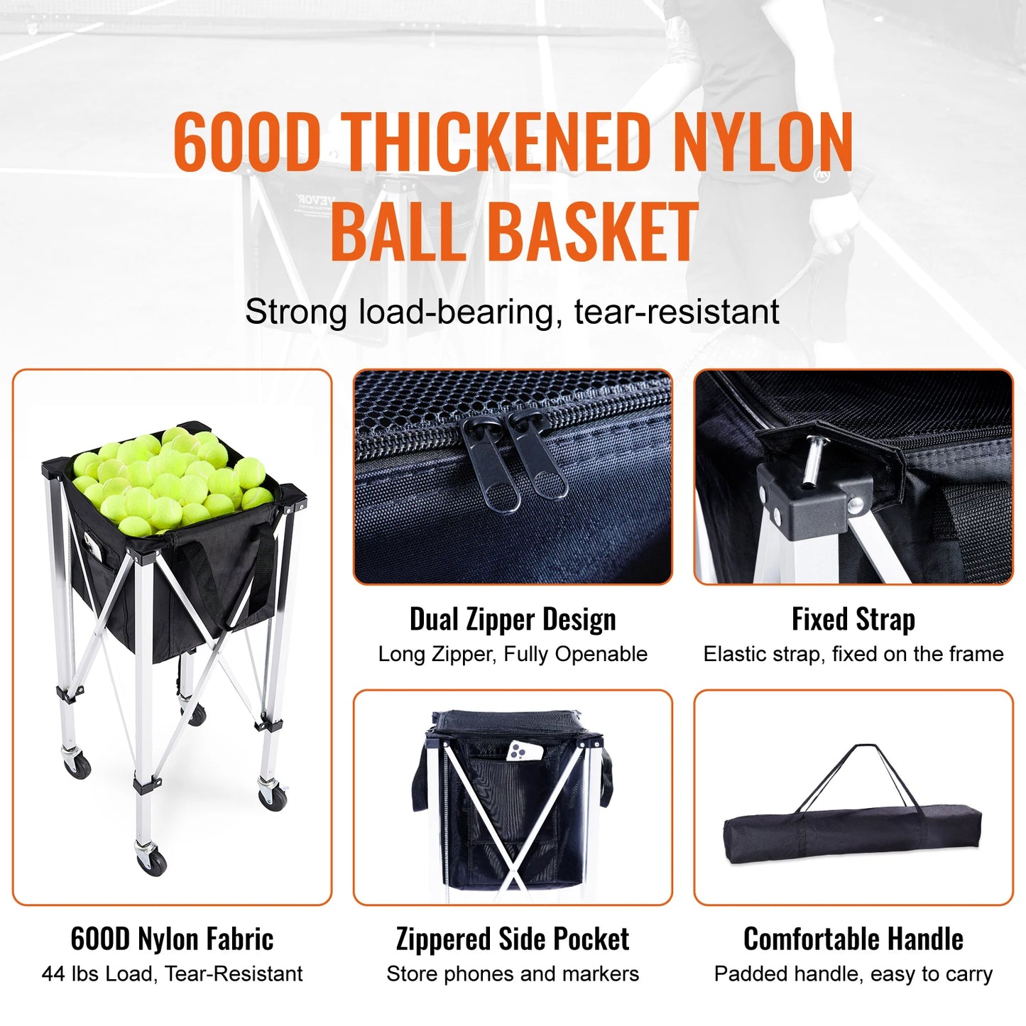 SucceBuy Foldable Tennis Ball Cart With Wheels For Sports Coaching