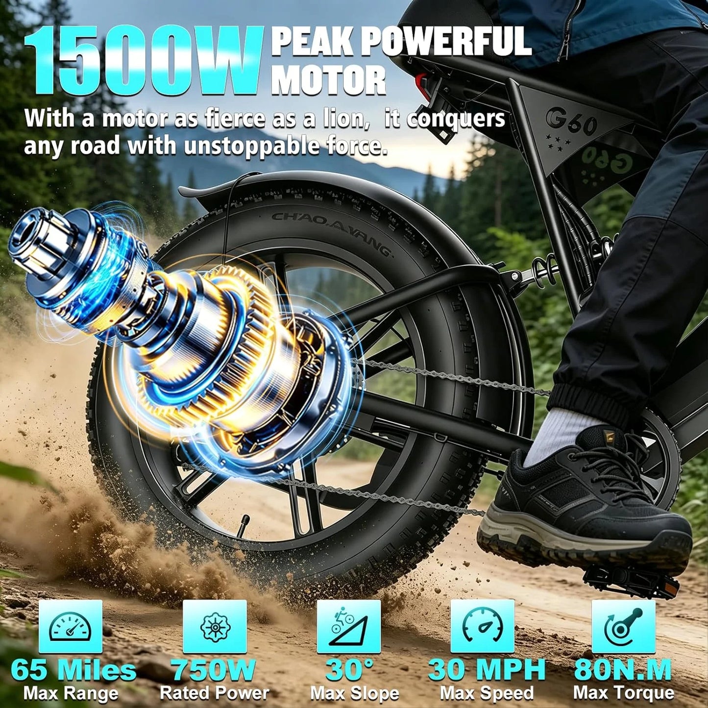 20 Inch Adult E-Bike 1000W Brushless Motor Electric Bicycle 48V15AH Battery Road & Off-road Mountain Ebike