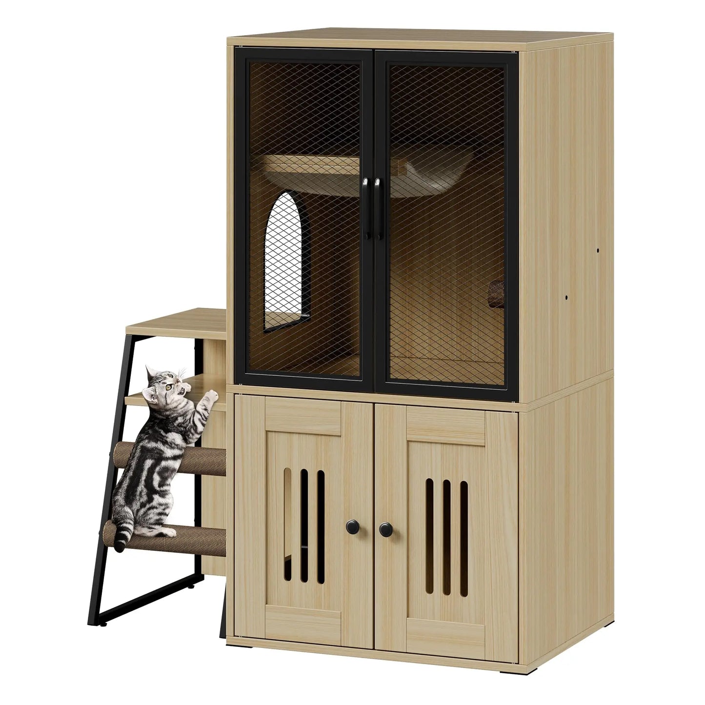 HiMISS CN Multifunctional Cat Litter Box Furniture Enclosed With Doors