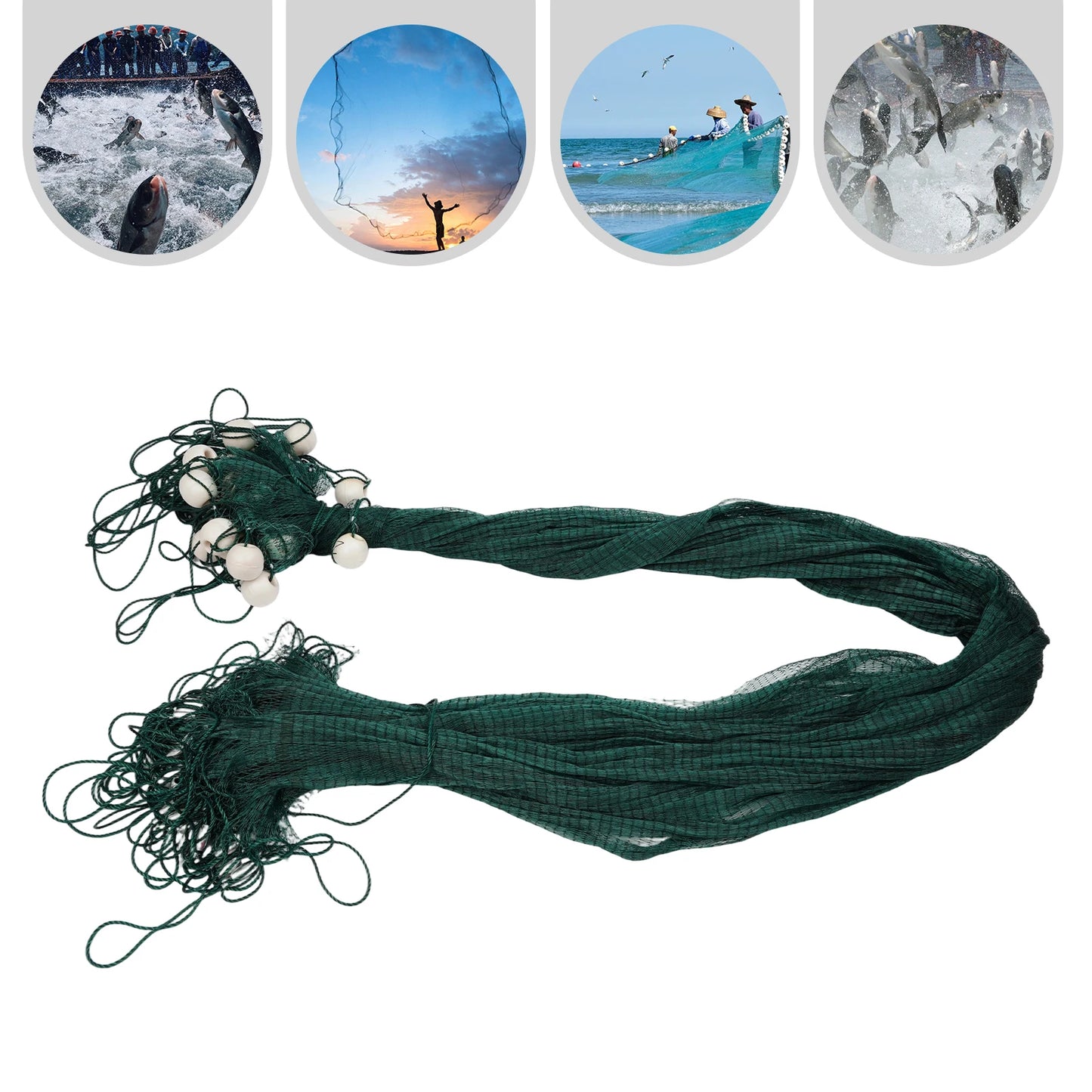 Bymaocar Professional Fishing Drag Net With Secure Floats
