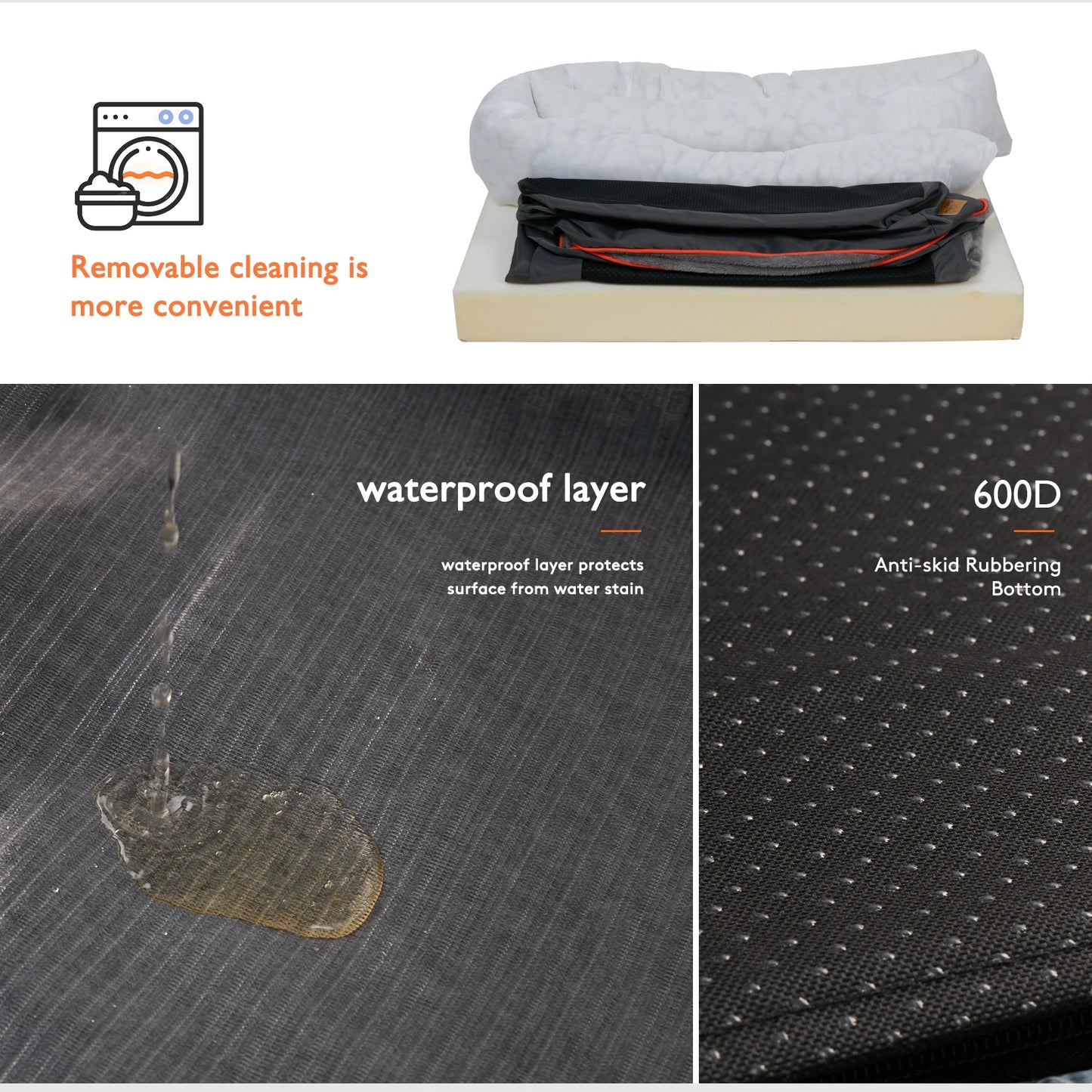 BINGOPAW Waterproof Anti Allergy Dog Bed With Removable Washable Cover