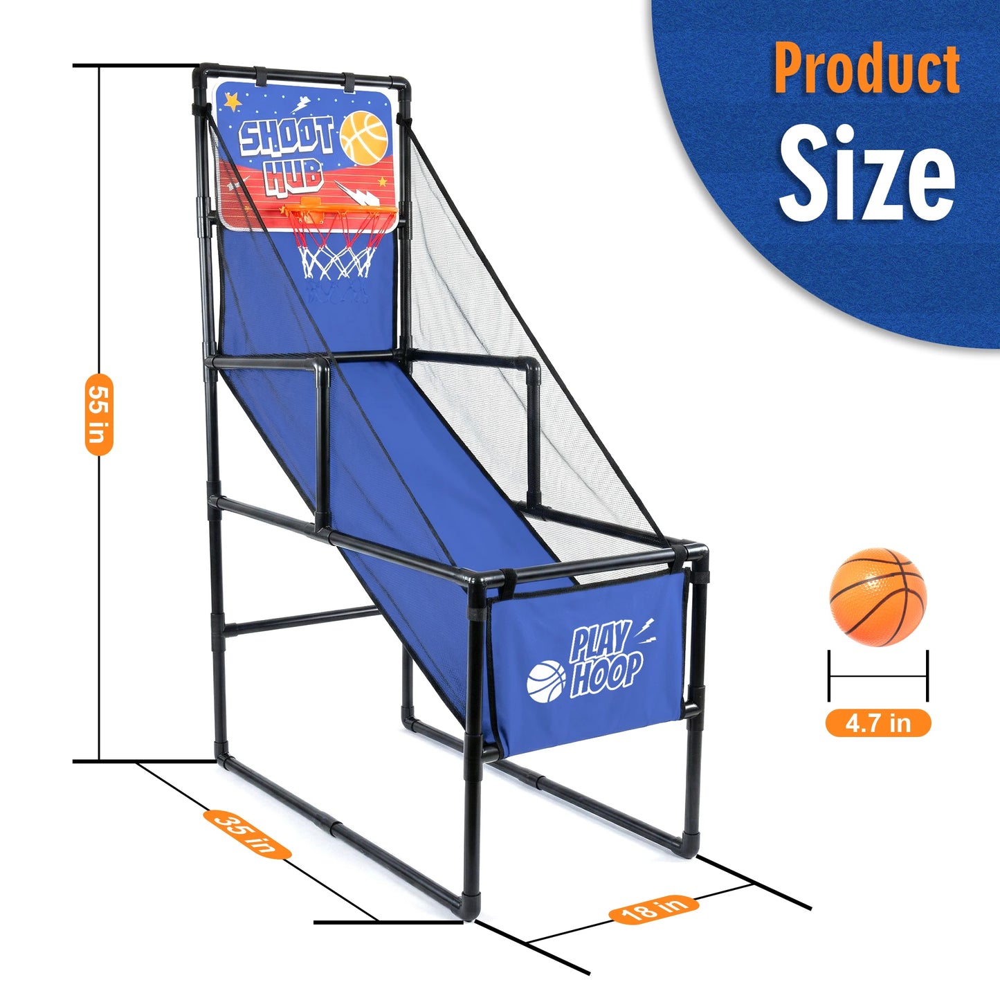 Kids Indoor Basketball Arcade Game With Foldable Hoop And Pump