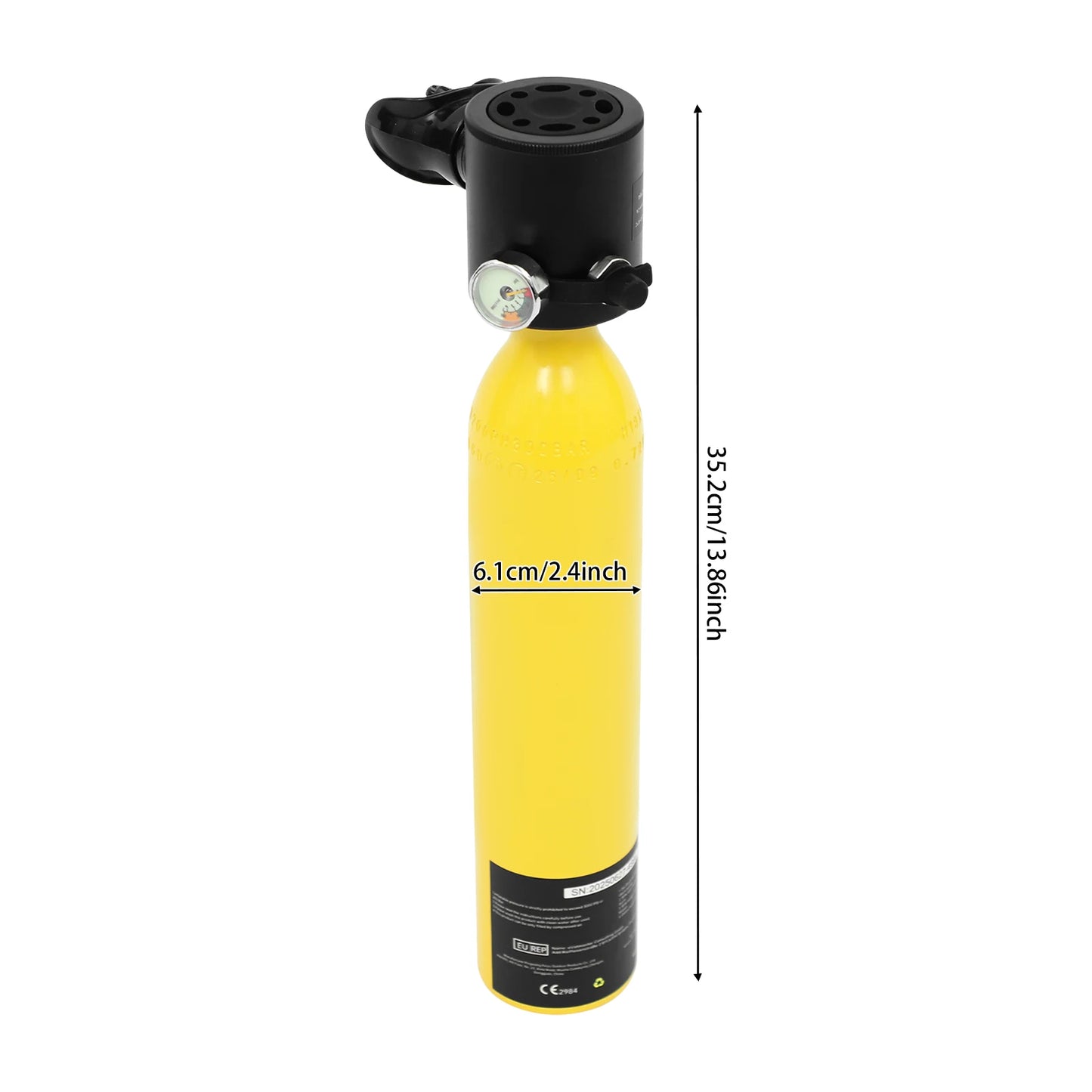 0.5L Mini Scuba Tank Diving Air Tank, Portable Underwater Breathing Apparatus for Shallow Snorkeling, Water Rescue,  with Manual Pump, Emergency Backup, Anti-Drop Strap