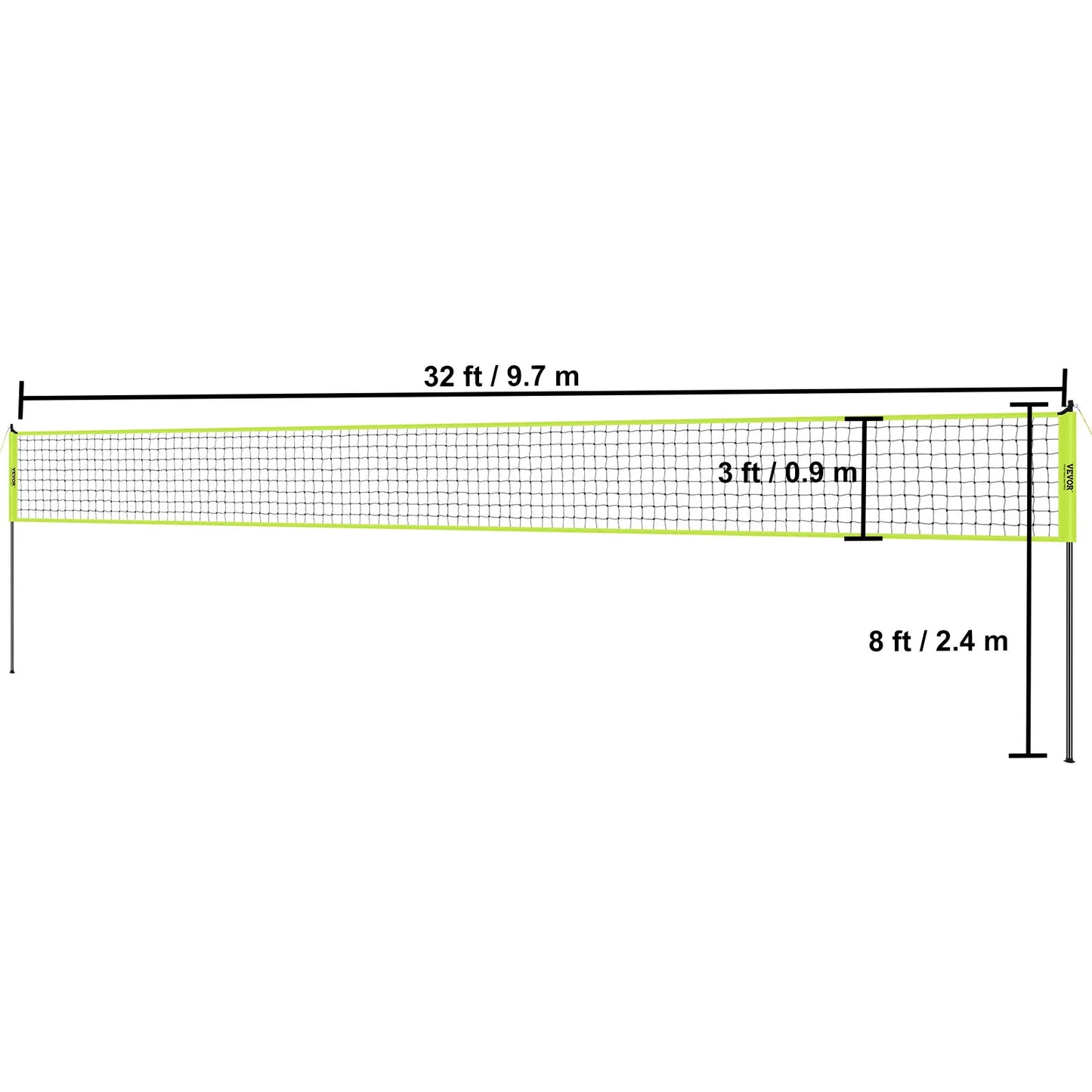 SucceBuy Outdoor Volleyball Net System With Adjustable Height Poles And PVC Pump