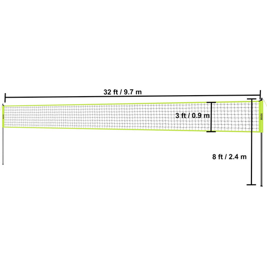 SucceBuy Adjustable Outdoor Volleyball Net System With Steel Poles