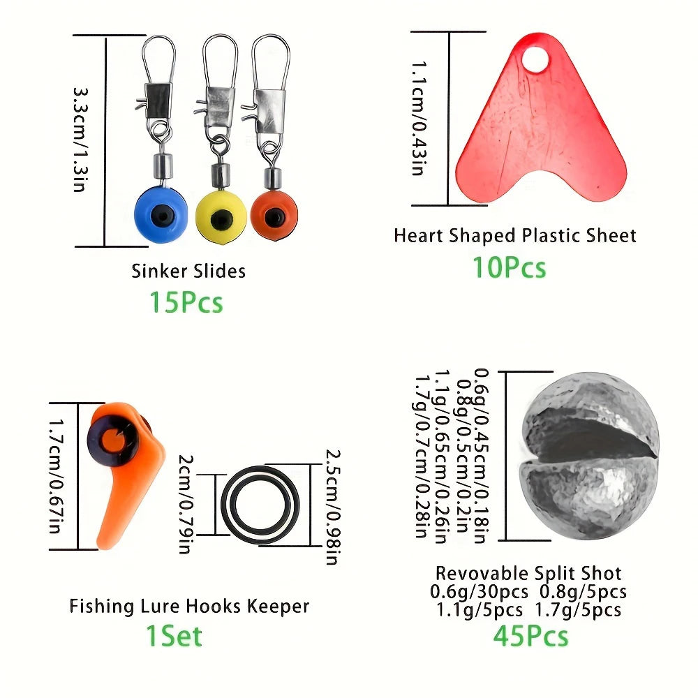 187 Piece Fishing Tackle Kit With Hooks Baits And Sinkers