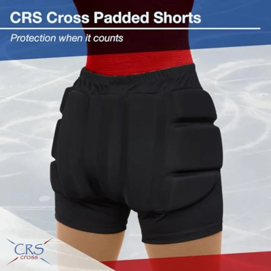 Padded Figure Skating Shorts. Crash Pad Pants for Roller, Inline, Ice Skating, Snowboarding, and Skiing. Fall Impact Protection