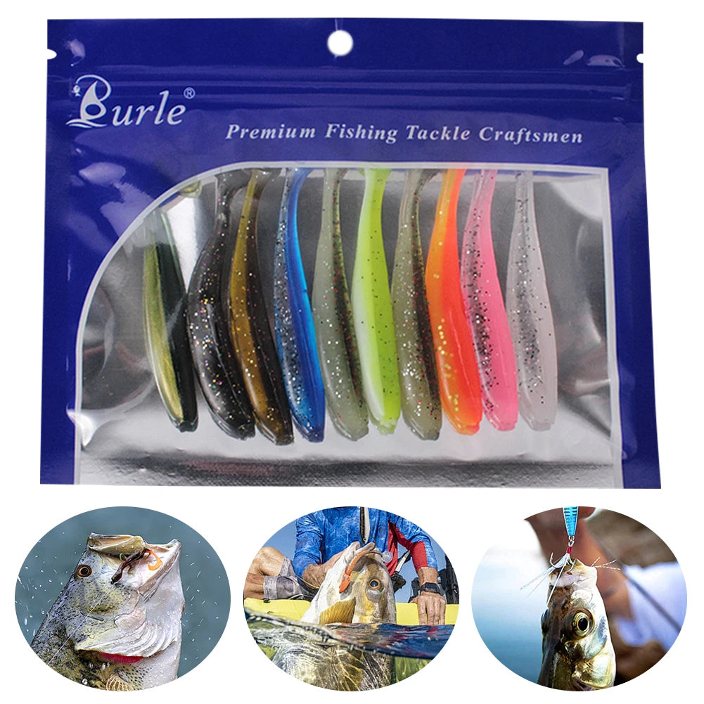 T Tail Worm Soft Baits Paddle Tail Lure Freshwater Saltwater