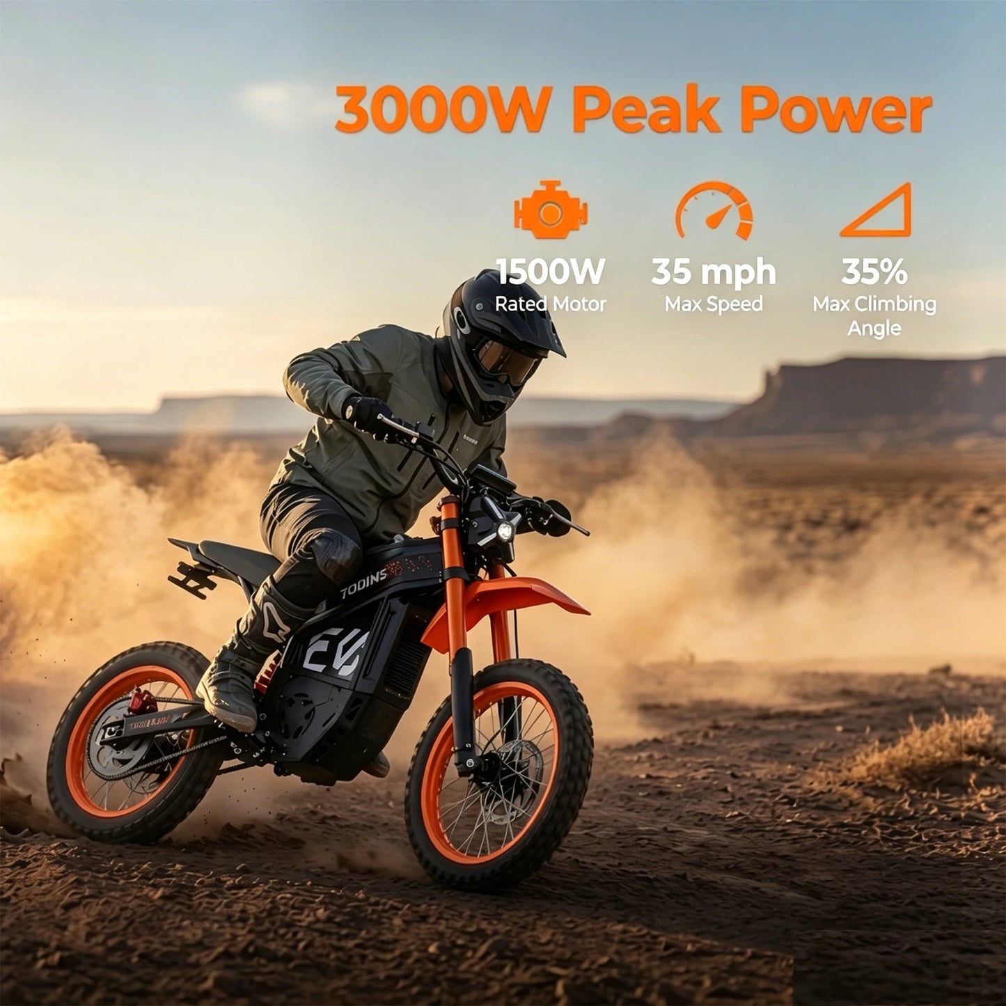 Electric Dirt Bike for Teens Adults, Mid-Drive Motor 3500W Peak, Dirt Bike，Electric Motorcycle 48V23Ah Battery, 50-Mile Range,
