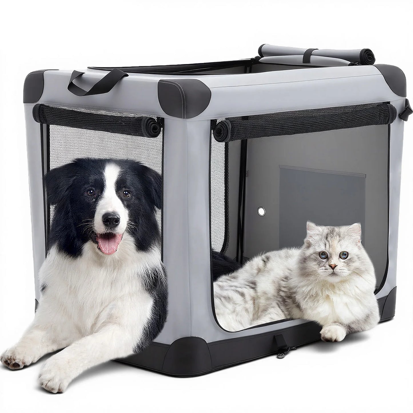 JHK Foldable Soft Dog Crate With 3 Doors Portable Indoor Kennel