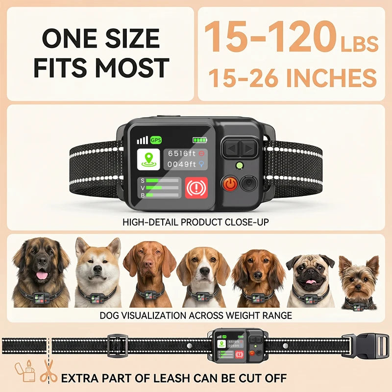 Dog GPS Electronic Fence System With Training Collar Waterproof Wireless