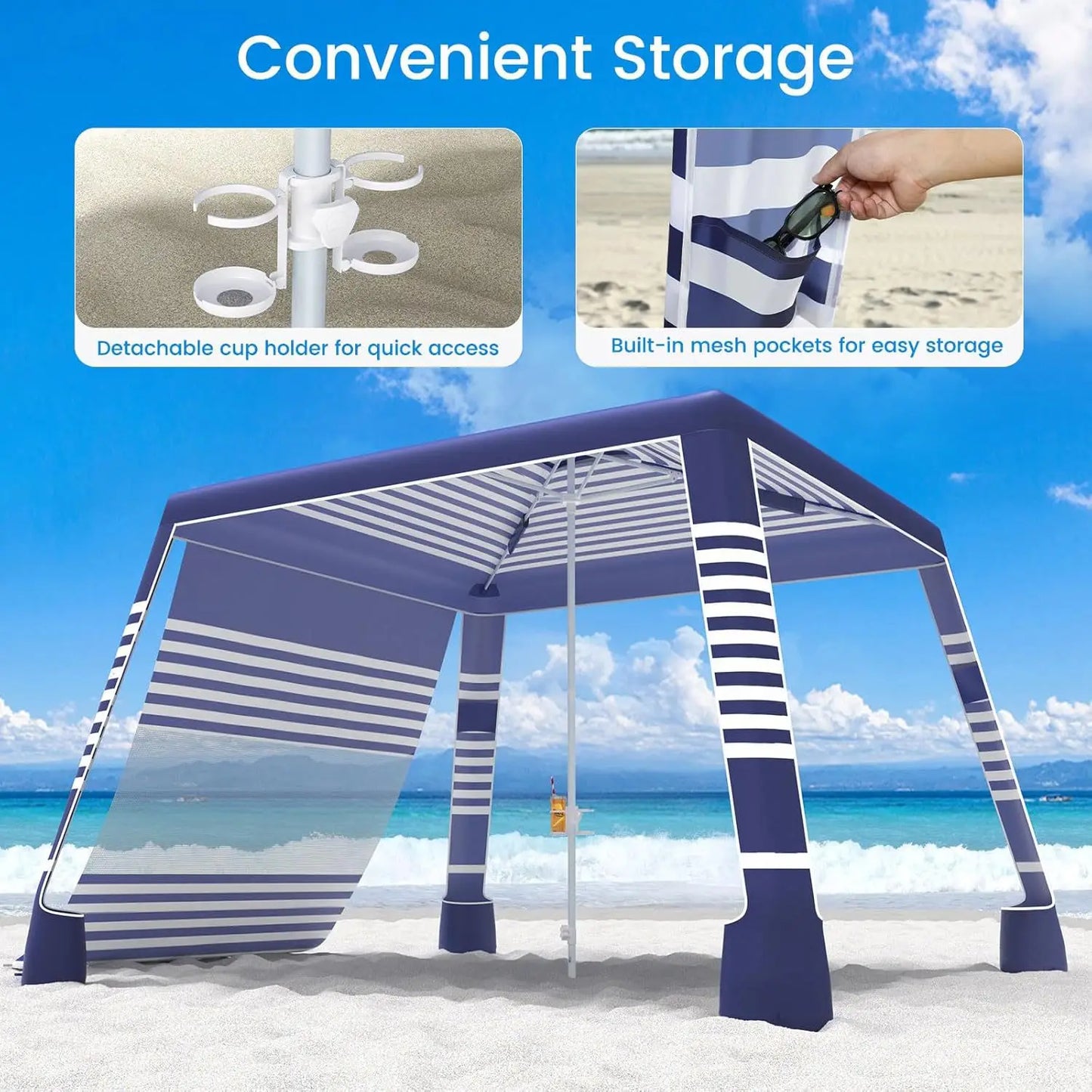 Beach Cabana Sun Shelter With Side Walls Upf 50 Protection