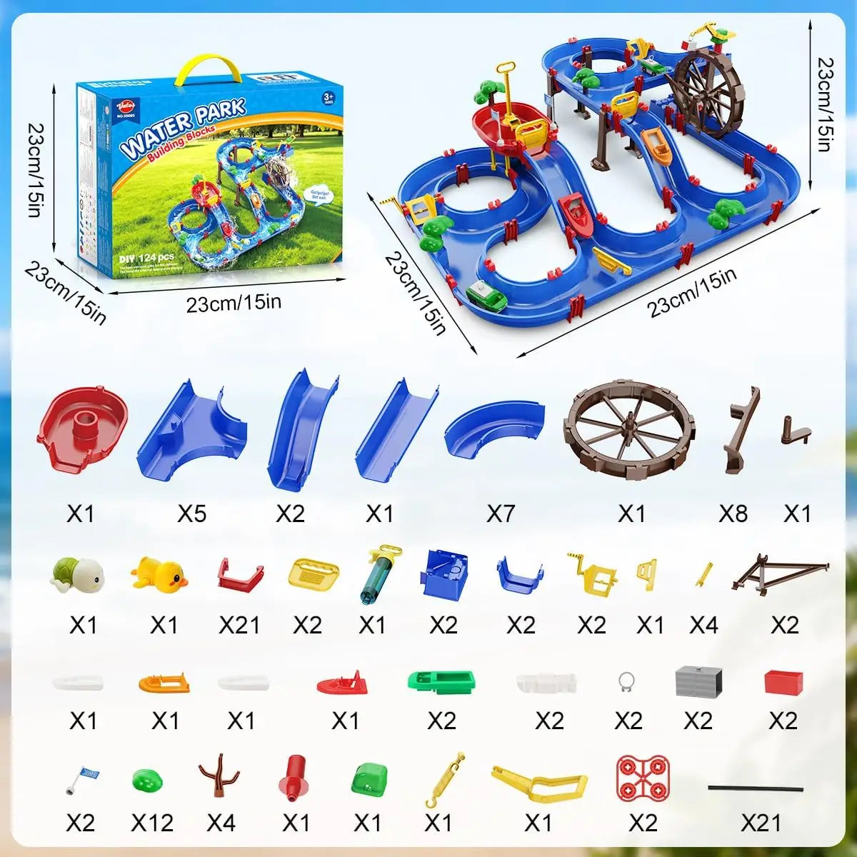 VATOS Retro Manual Outdoor Water Wheel Channel Set Toy
