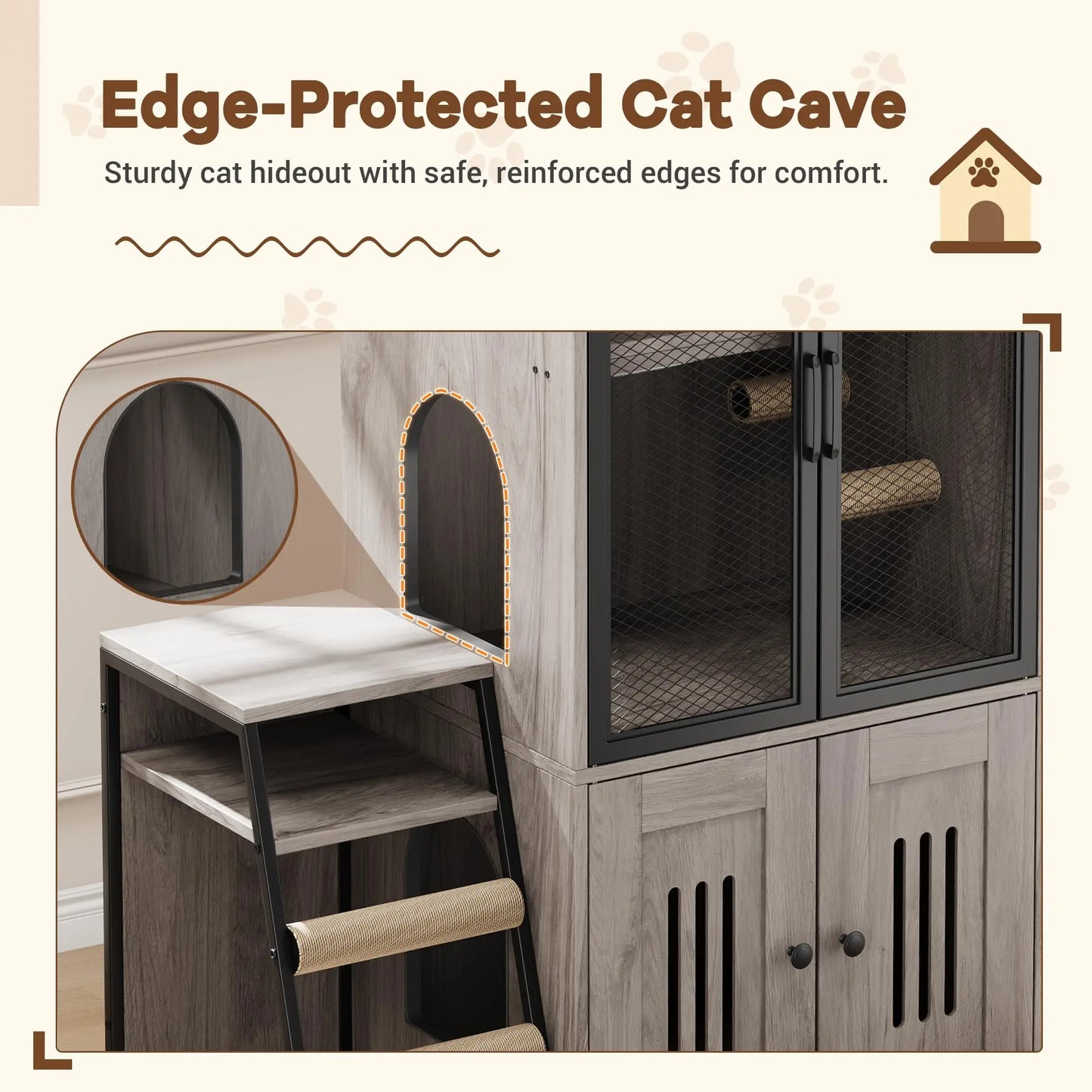 HiMISS CN Multifunctional Cat Litter Box Furniture Enclosed With Doors
