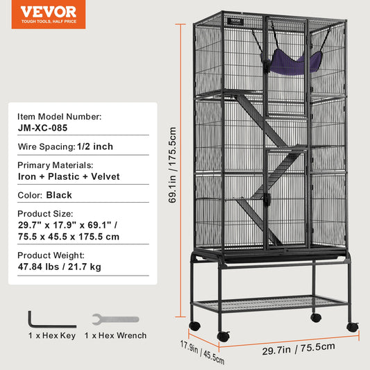 SucceBuy Rolling Metal Ferret Cage 4-Tier Critter Nation Cage
