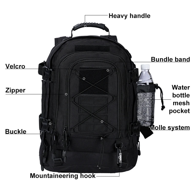 LQARMY Military Tactical Backpack Assault Rucksack Molle Bag