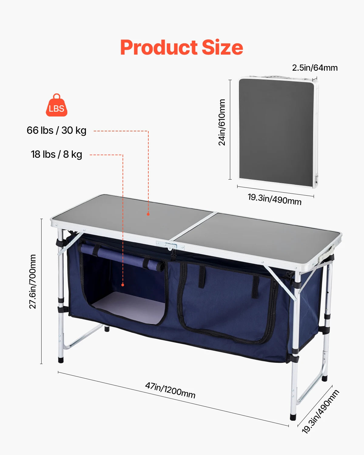 SucceBuy Camping Kitchen Table Folding Outdoor Cook Station
